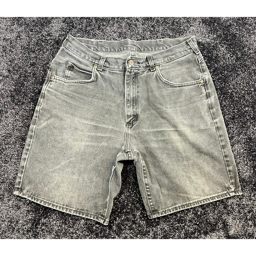 Vintage 90's Lee Men's Faded Black Denim Shorts 32x9 Y2K Grunge Skater